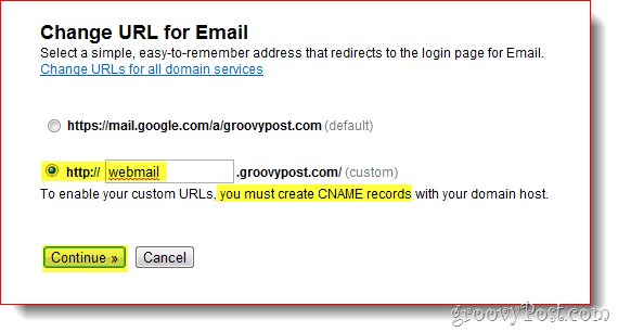 zmeniť e-mailovú adresu URL aplikácie Google