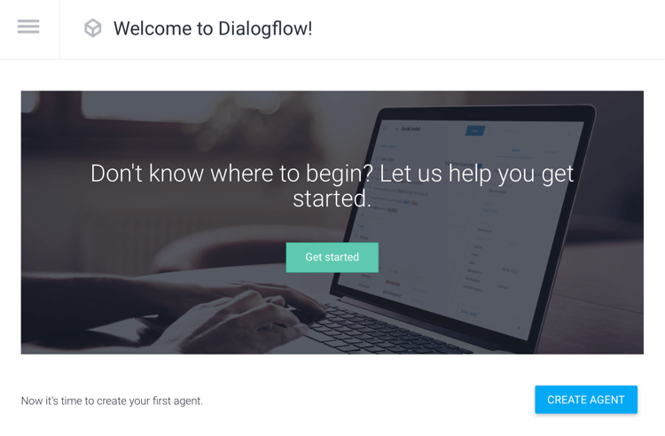 Vytvorte voľbu Agent v Dialogflow