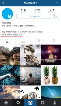 Nabádajte používateľov, aby sa preklikli na odkaz, ktorý ich presmeruje na článok súvisiaci s fotografiou na Instagrame.