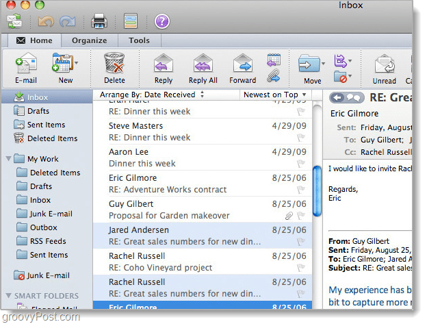 Outlook 2011 pre Mac screenshot