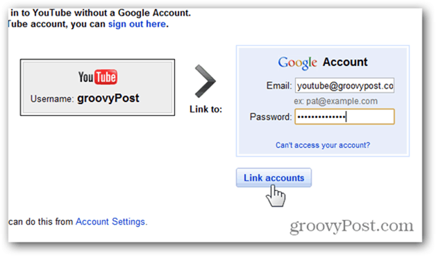 Prepojte účet YouTube s novým účtom Google - zadajte účet a heslo