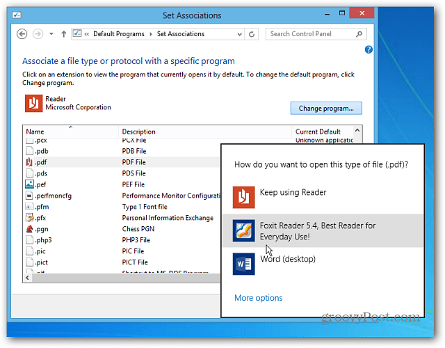 Pridruženia súborov systému Windows 8