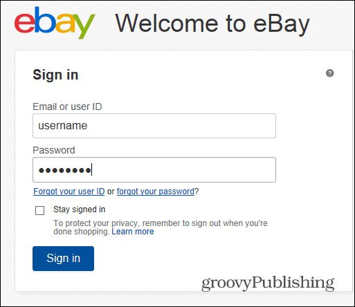 eBay zmeniť prihlasovacie heslo