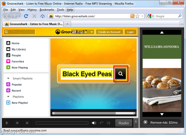 hľadajte Grooveshark pre Black Eyed Peas