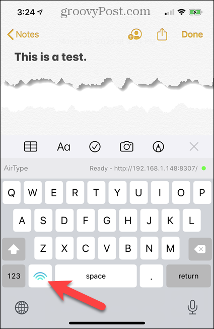 Textová klávesnica AirType na iPhone