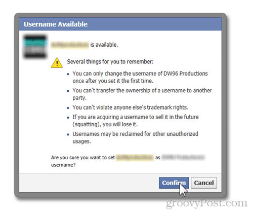 Facebook page username dostupné veci na zapamätanie upozornení URL potvrdiť
