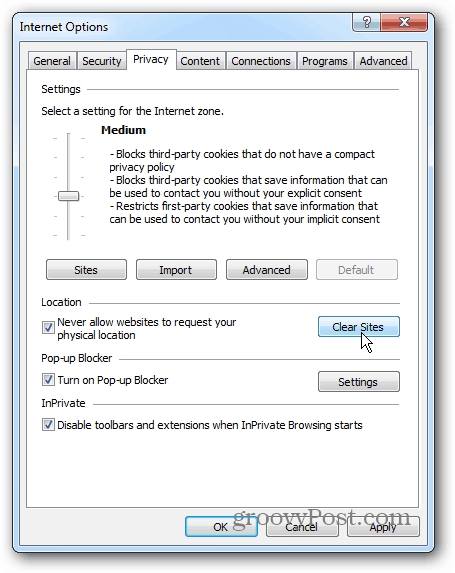 Ochrana osobných údajov v systéme Windows 7 IE 10
