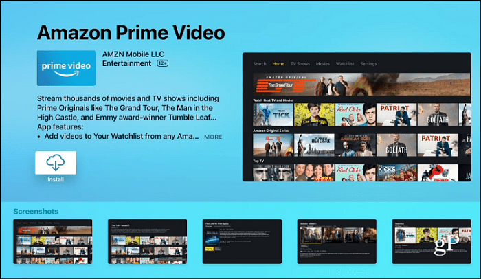 Nainštalujte si Amazon Prime Video Apple TV