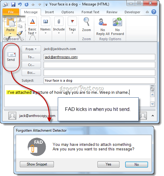 Zabudnutý detektor príloh pre program Microsoft Outlook