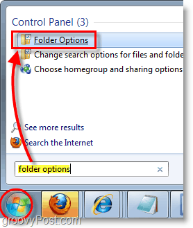 Snímka obrazovky systému Windows 7 - otvorte možnosti priečinka