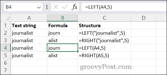 Používanie funkcií DOĽAVA a DOPRAVA v Exceli