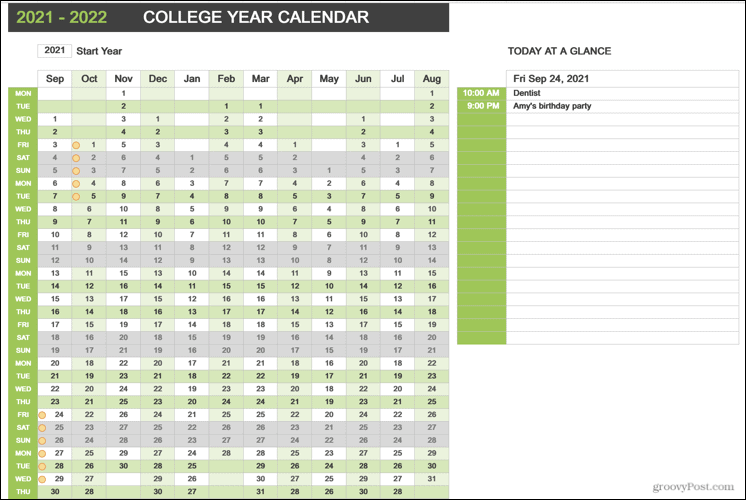 Kalendár vysokoškolských rokov