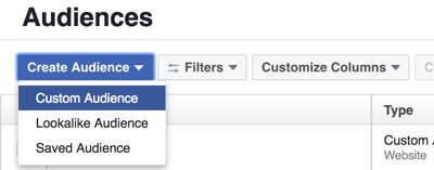 Vytvorte si vlastné publikum v aplikácii Facebook Ads Manager.