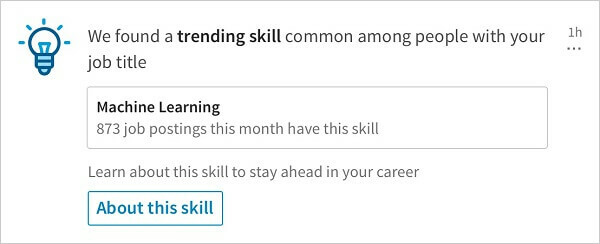 LinkedIn spustil nové upozornenie, ktoré zdieľa príslušné trendy v zručnostiach medzi ľuďmi s rovnakou pracovnou pozíciou.