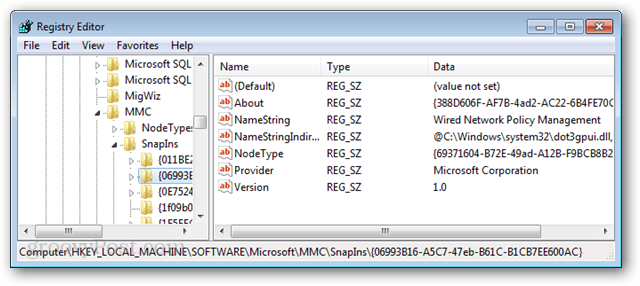 Kľúče registra konzoly Microsoft Management Console