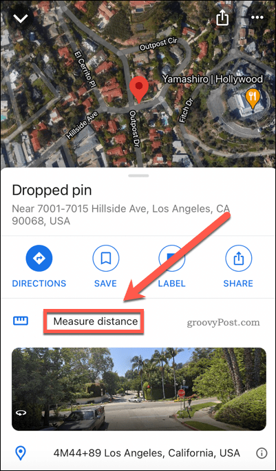 Tlačidlo Google Maps meria vzdialenosť v mobile