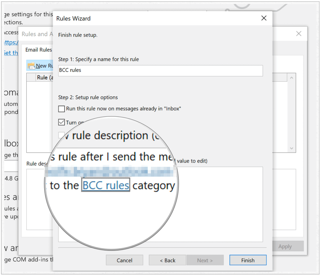 Microsoft Outlook dokončí vytváranie pravidiel
