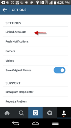 nastavenie prepojeného účtu instagram