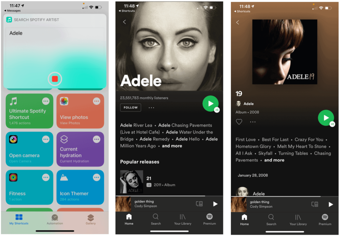 Skratky Siri pre vyhľadávacieho umelca Spotify Siri