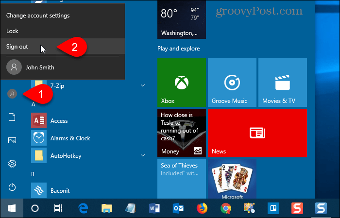Odhláste sa zo systému Windows 10