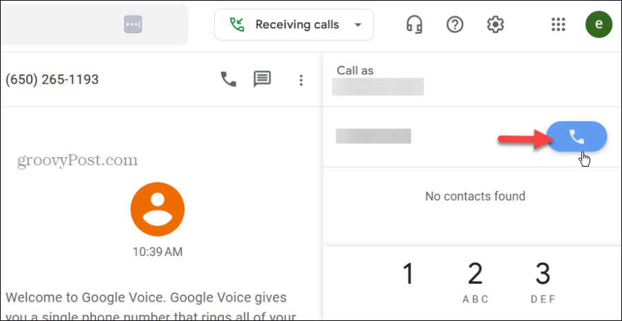 uskutočňovať hovory Google Voice