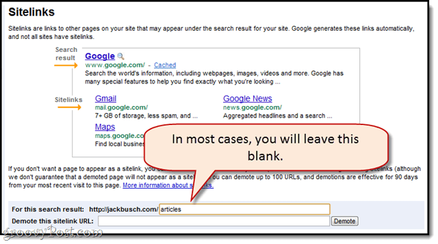 znižovanie odkazov na podstránky v nástrojoch správcu webu Google