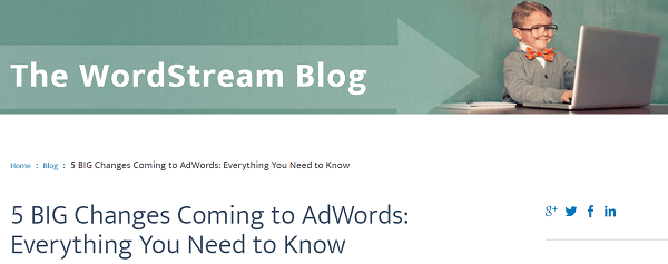 Príspevok o funkciách služby Google AdWords na blogu WordStream bol jednorožec.