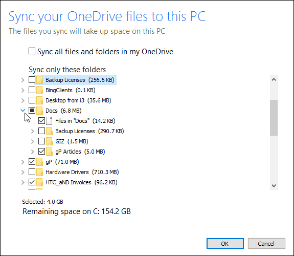 Ako vybrať, ktoré priečinky OneDrive sa synchronizujú v okne 10