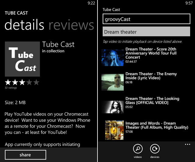 Odošlite videá YouTube do zariadenia Chromecast z Windows Phone