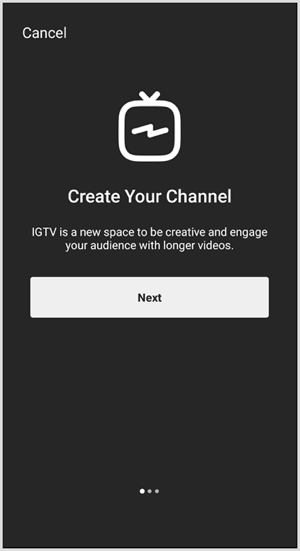 Podľa pokynov nastavte kanál IGTV.