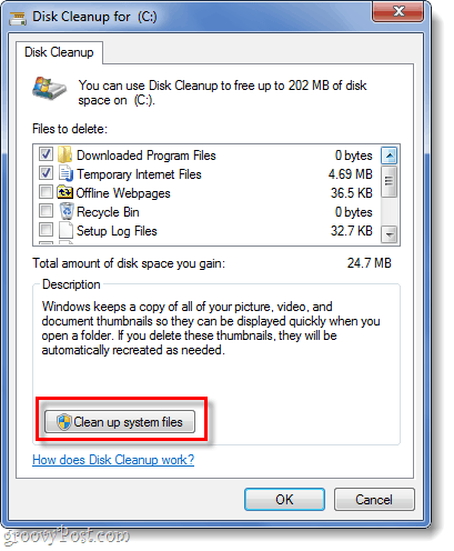vyčistiť súbory systému v systéme Windows 7