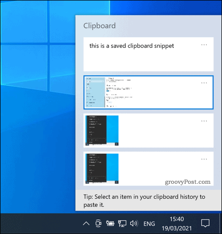 Panel schránky systému Windows 10