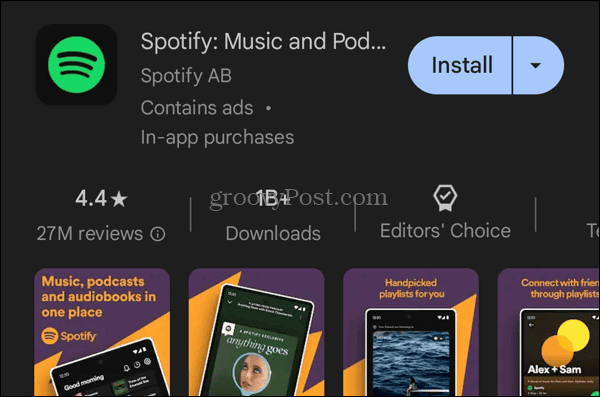 Nainštalujte si aplikáciu Spotify z Obchodu Google Play