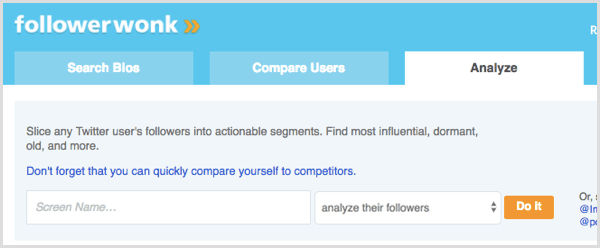 Vyhľadávanie FollowerWonk na analýzu nasledovníkov používateľa Twitteru